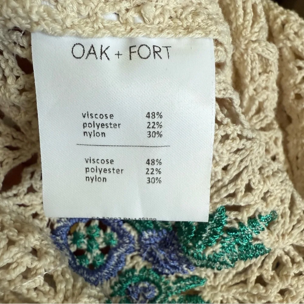 OAK + FORT CROCHET CARDIGAN WITH FLORAL DETAIL Size Small - Picture 10 of 11